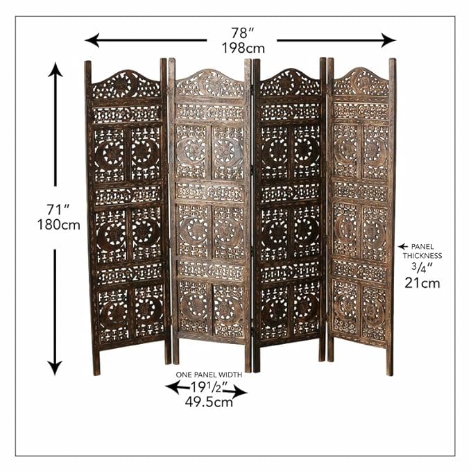 Wooden Sun & Half Moon Pattern Living Room Partition Divider, Carved Wood Folding Room Divider, Folding Privacy Screens, Modern Living Room Bedroom Decoration, Exquisite Carved Freestandings
